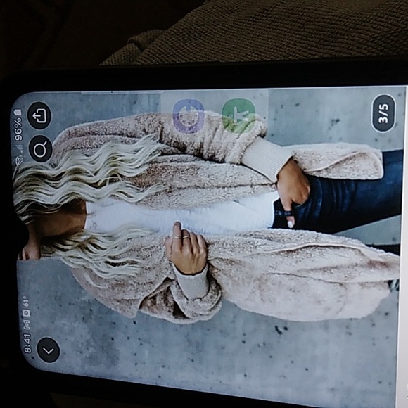 Hooded open front lightweight fuzzy coat - Picture 4 of 5